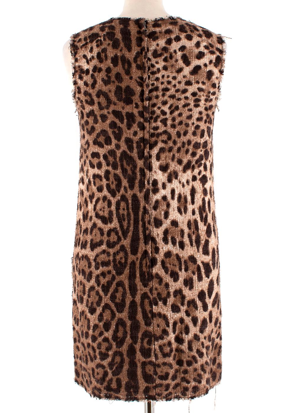 Brown Dolce & Gabbana Leopard Print Sleeveless Shift Dress - Size US 0 For Sale