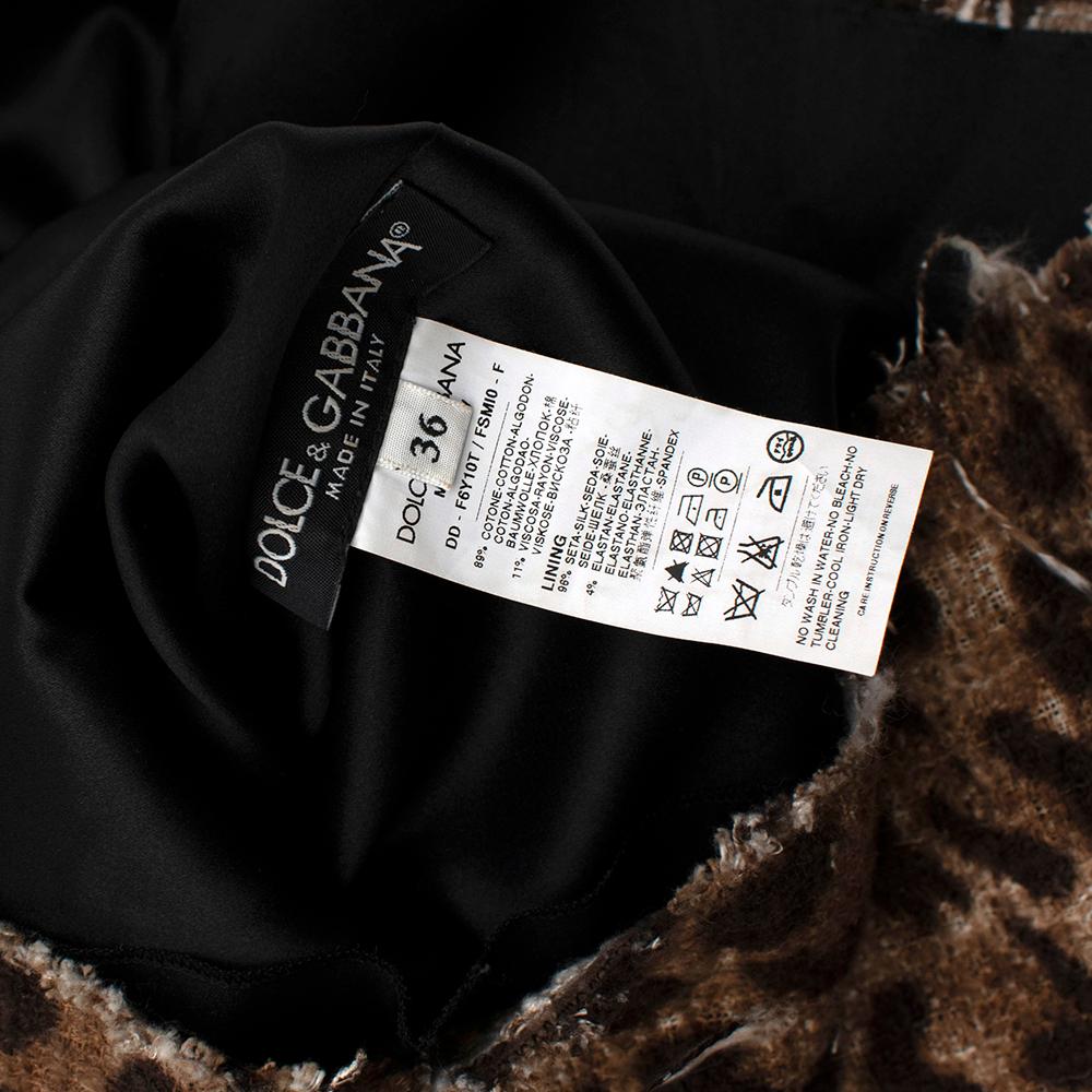 Dolce & Gabbana Leopard Print Sleeveless Shift Dress - Size US 0 In New Condition For Sale In London, GB