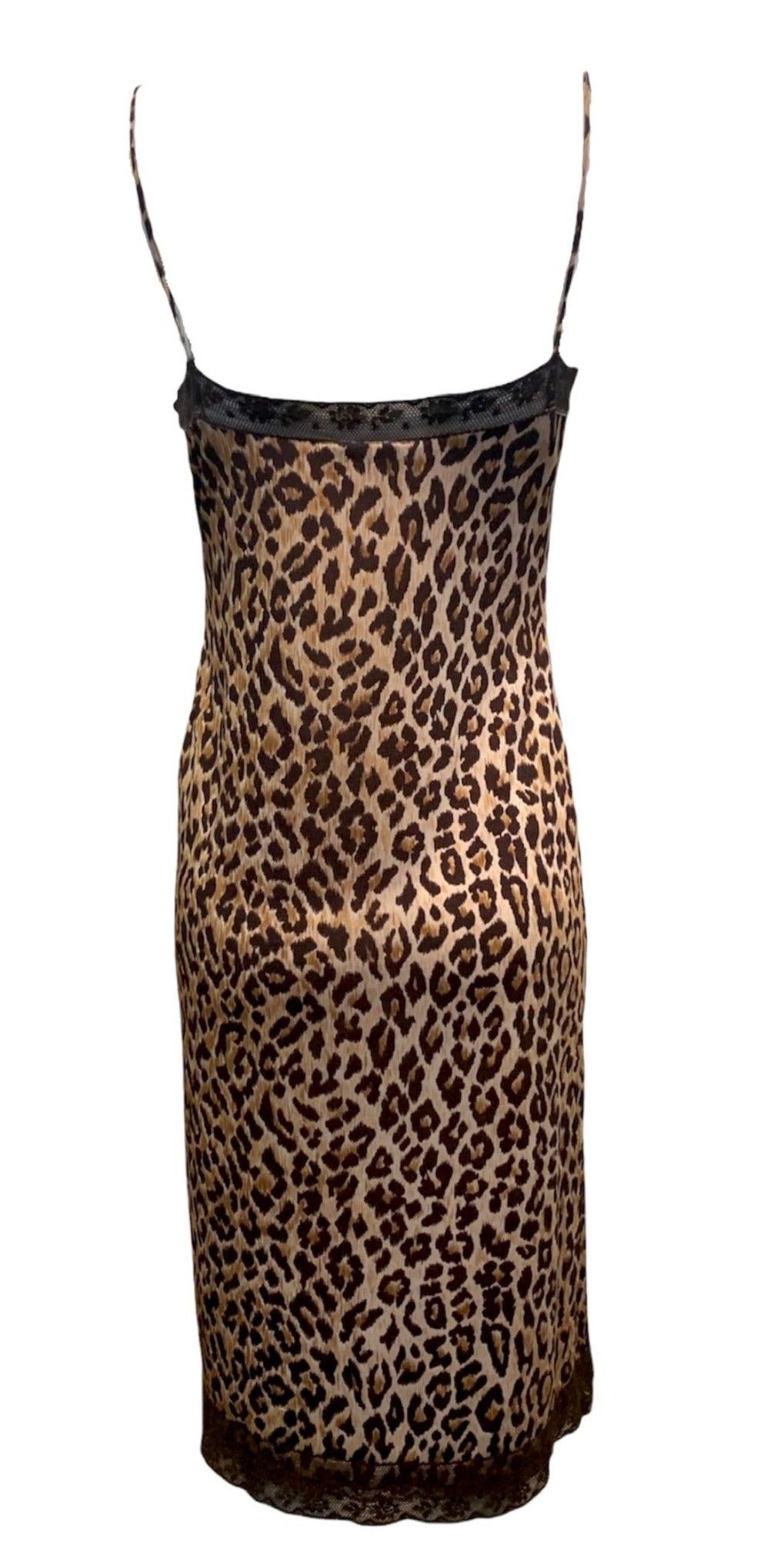Dolce & Gabbana Leopardenmuster Schlupf-Midikleid A, 2000er Jahre (Braun) im Angebot