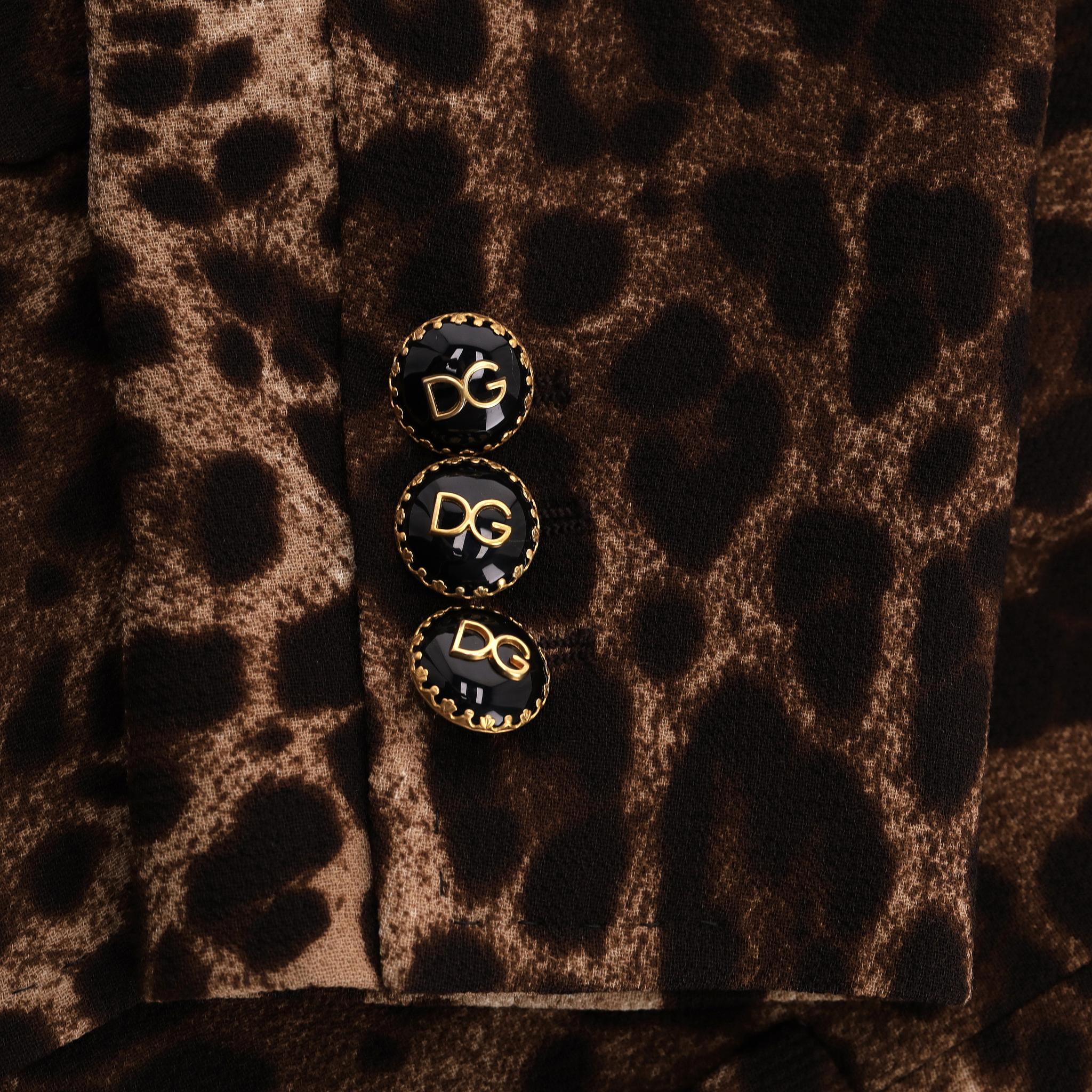 Donna Dolce & Gabbana - Giacca in lana con stampa leopardo e bottoni 