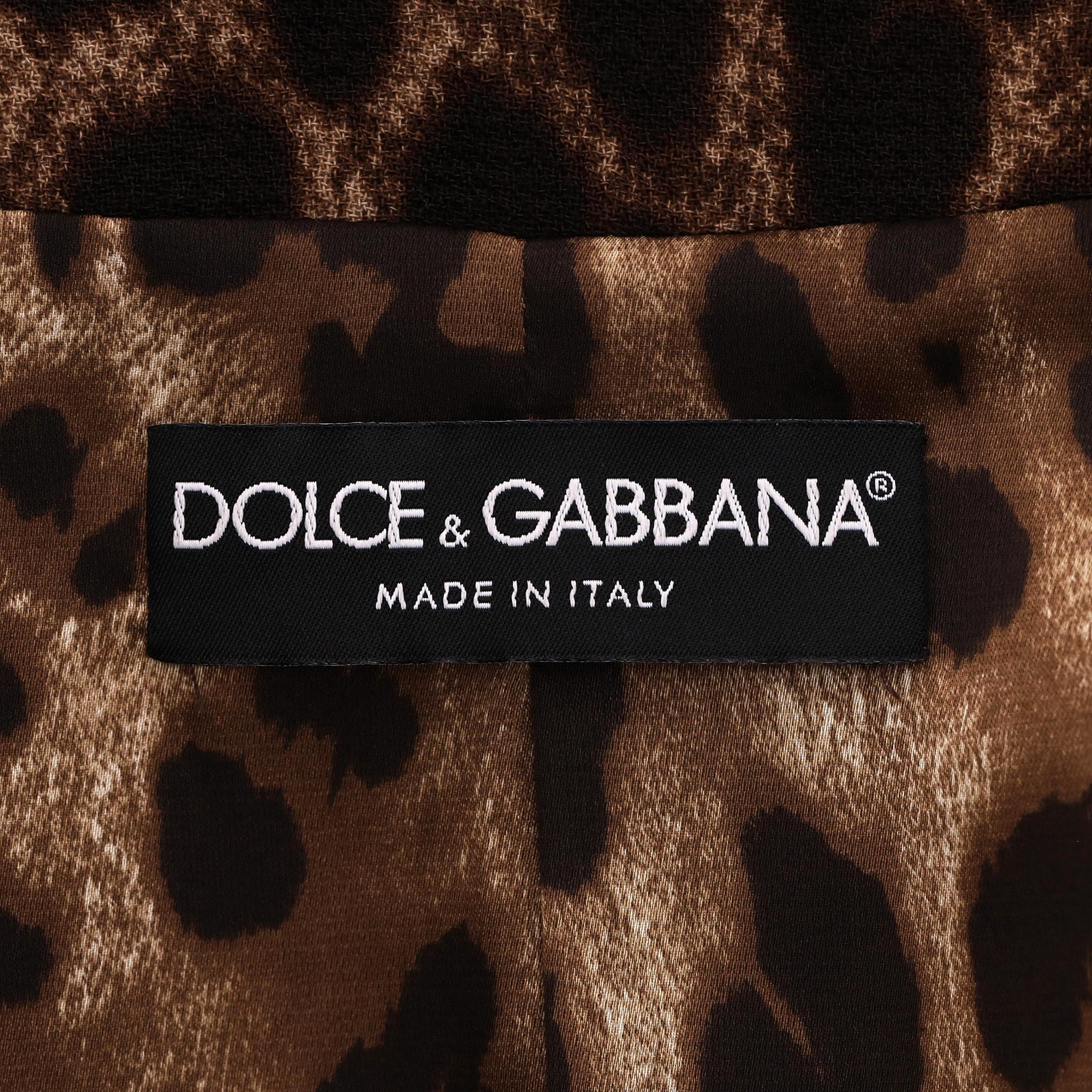 Dolce & Gabbana - Giacca in lana con stampa leopardo e bottoni 