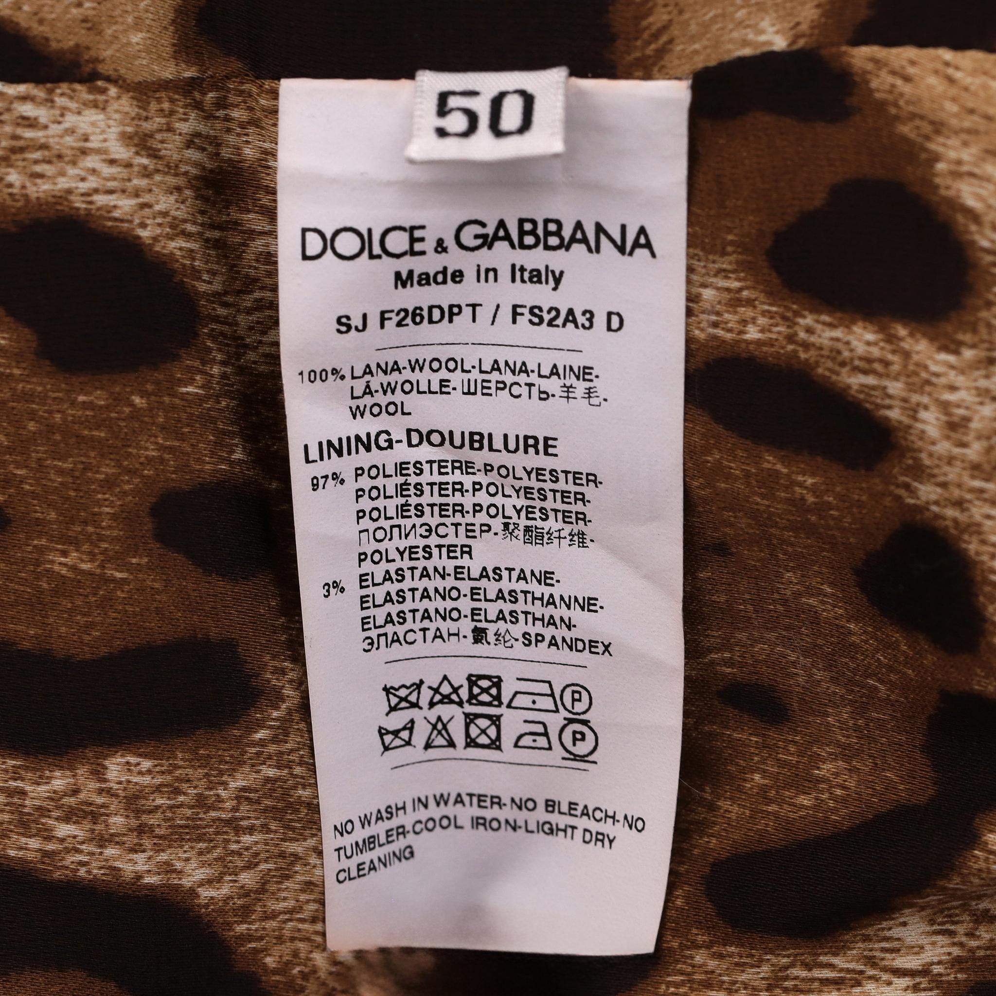 Dolce & Gabbana - Giacca in lana con stampa leopardo e bottoni 