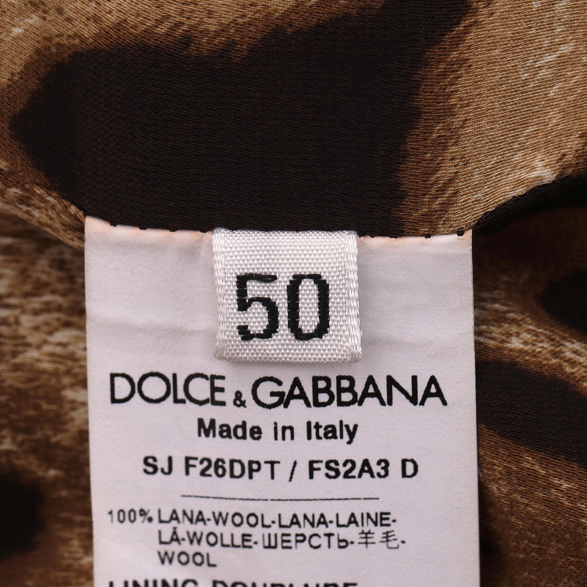 Dolce & Gabbana - Giacca in lana con stampa leopardo e bottoni 