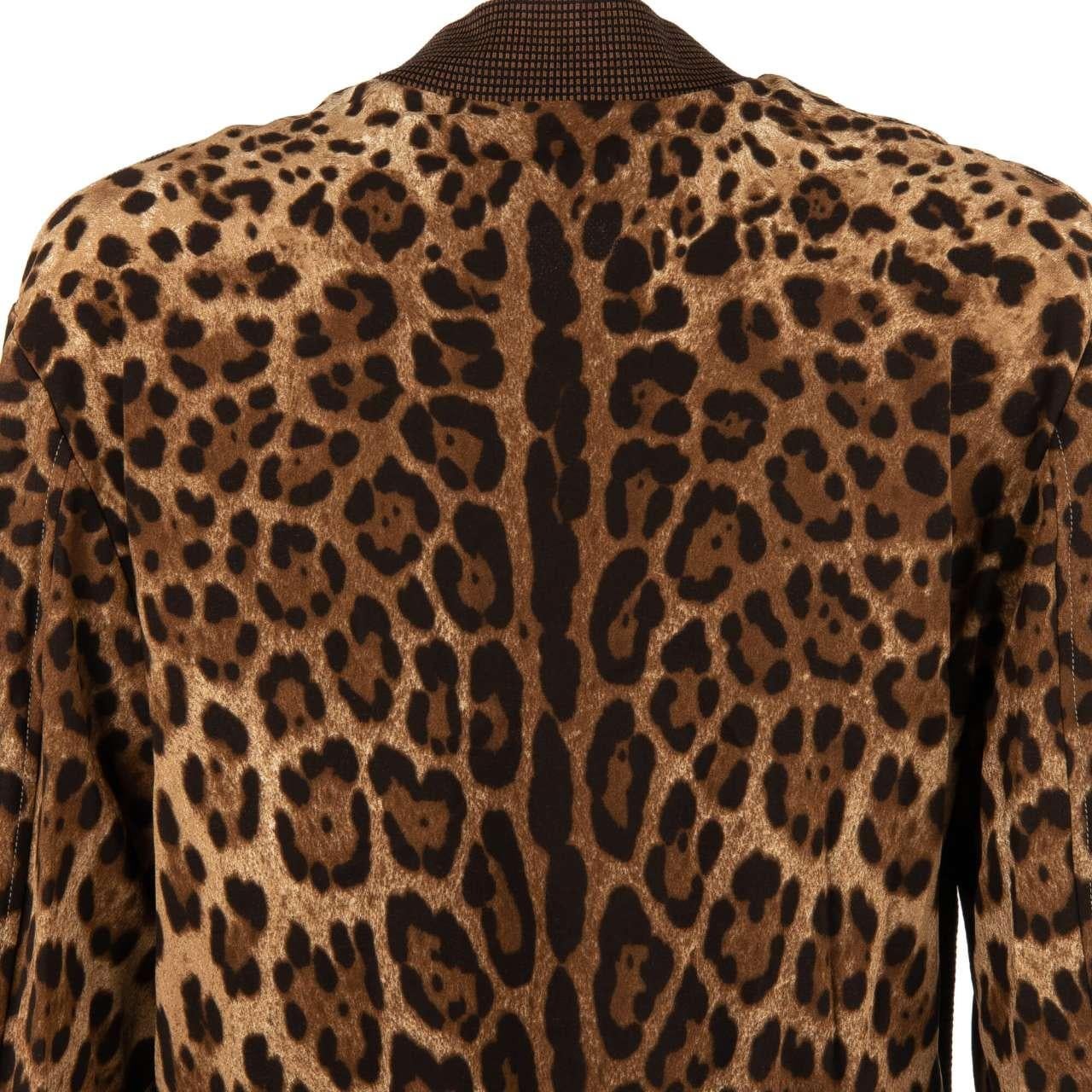 Dolce & Gabbana Leopard Printed Bomber Jacket with SNEAK PEEK Patch Brown 48 For Sale 2