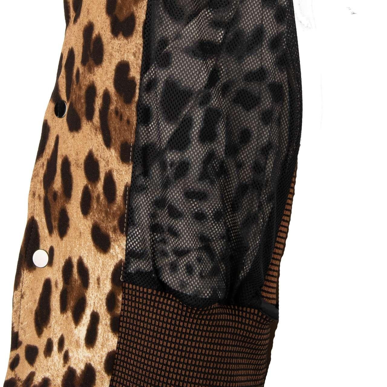 Dolce & Gabbana Leopard Printed Bomber Jacket with SNEAK PEEK Patch Brown 48 For Sale 4