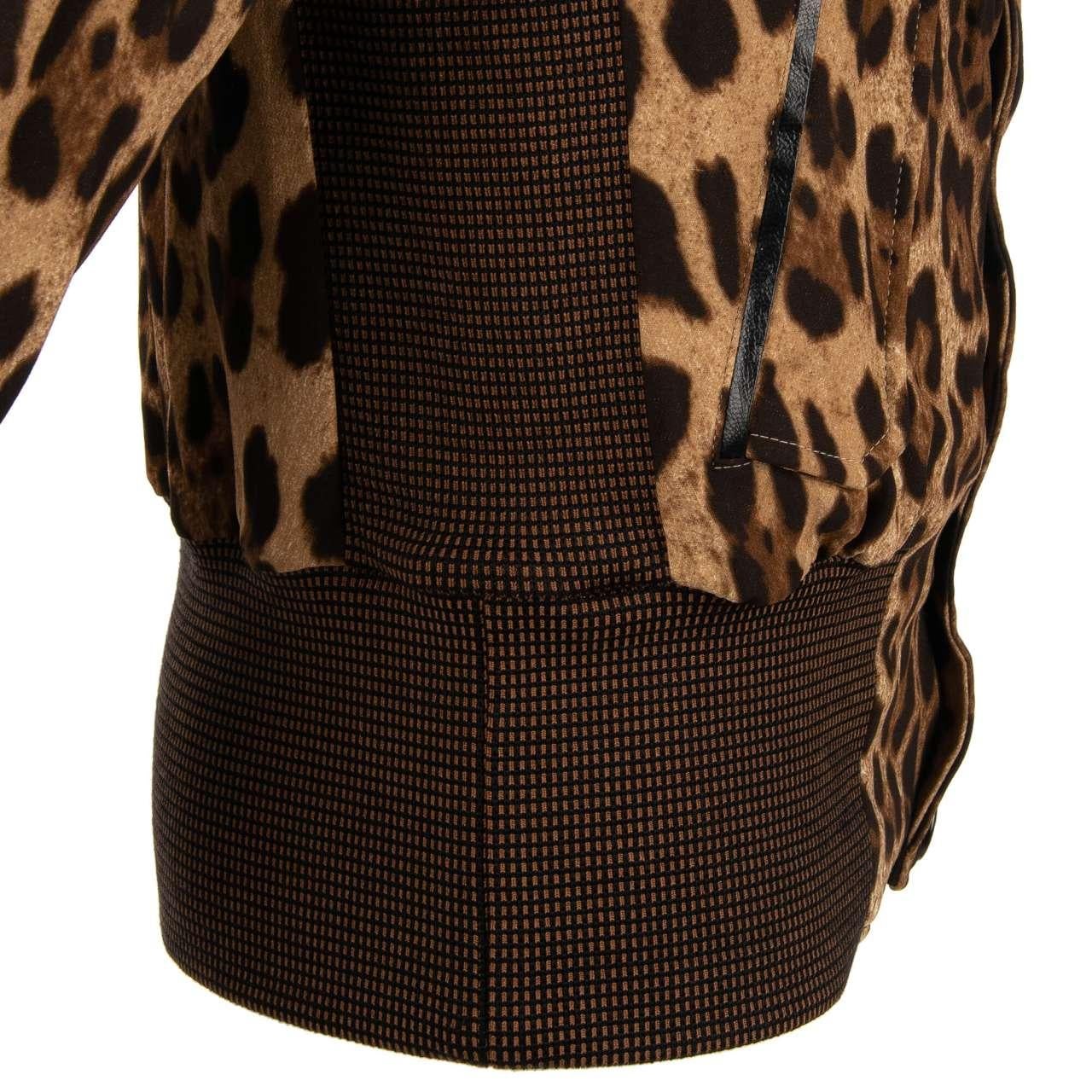 Dolce & Gabbana Leopard Printed Bomber Jacket with SNEAK PEEK Patch Brown 48 For Sale 5