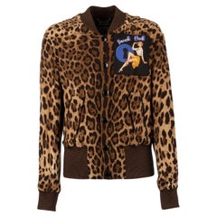 Dolce & Gabbana Leopard Printed Bomber Jacket with SNEAK PEEK Patch Brown 48