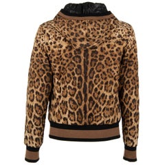 Dolce & Gabbana Leopard Printed Nylon Bomber Jacket with DG Logo Brown Black 50