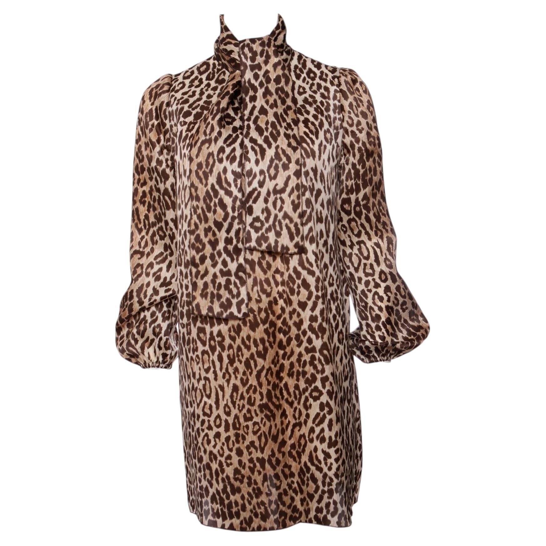 Dolce & Gabbana, Leopard printed silk dress with bow in size IT40/XS.