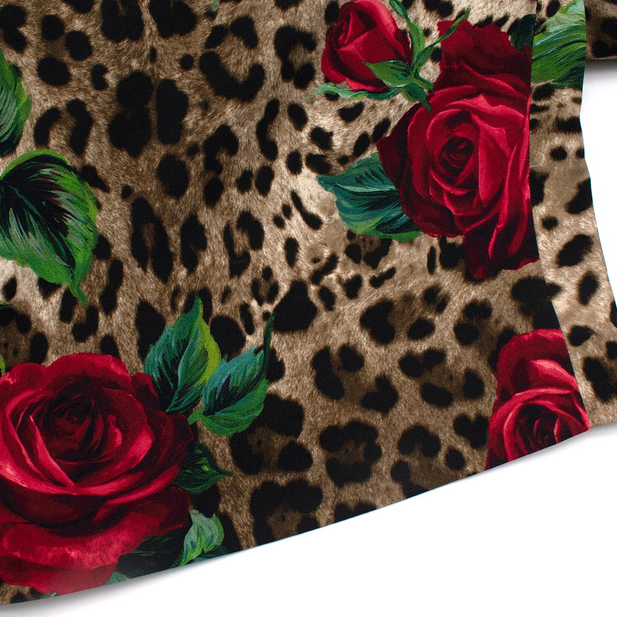 Women's Dolce & Gabbana Leopard Rose Print Bodycon Dress - Us size 8 For Sale