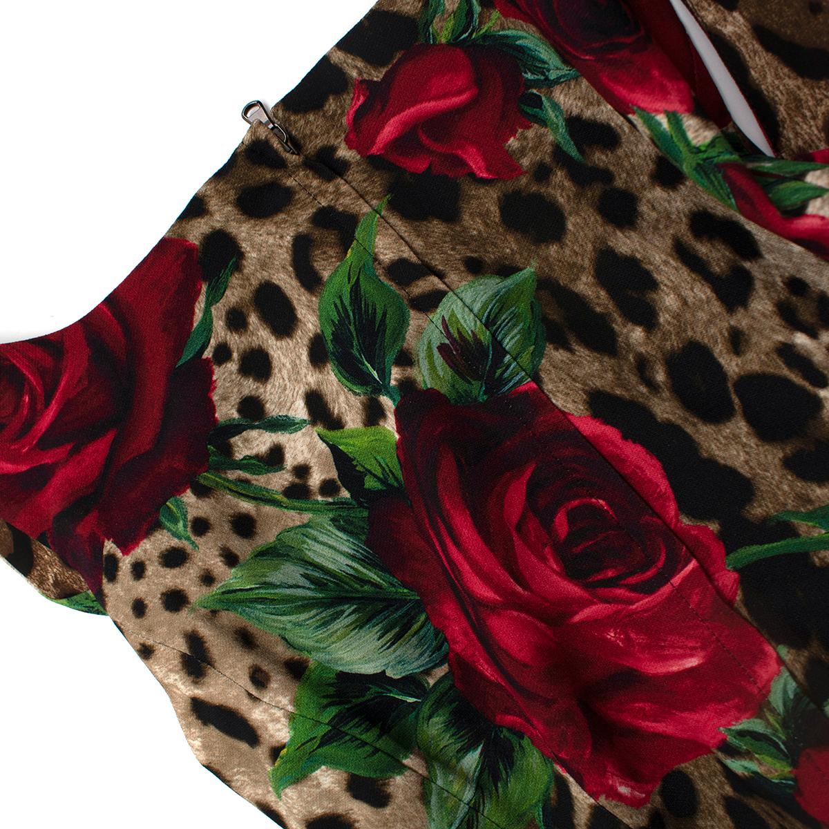 Dolce & Gabbana Leopard Rose Print Bodycon Dress - Us size 8 For Sale 1