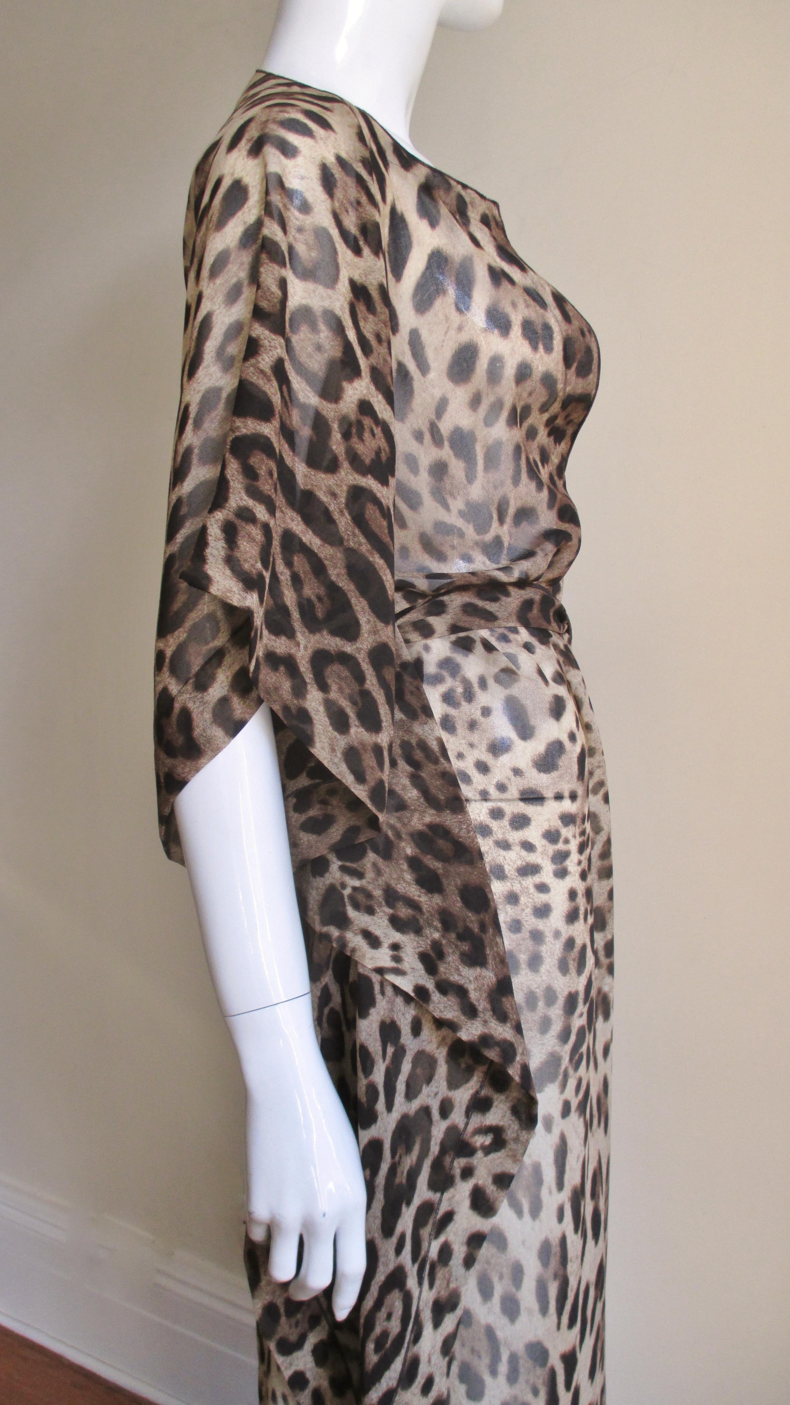 Dolce & Gabbana Leopard Print Silk Caftan Dress 1