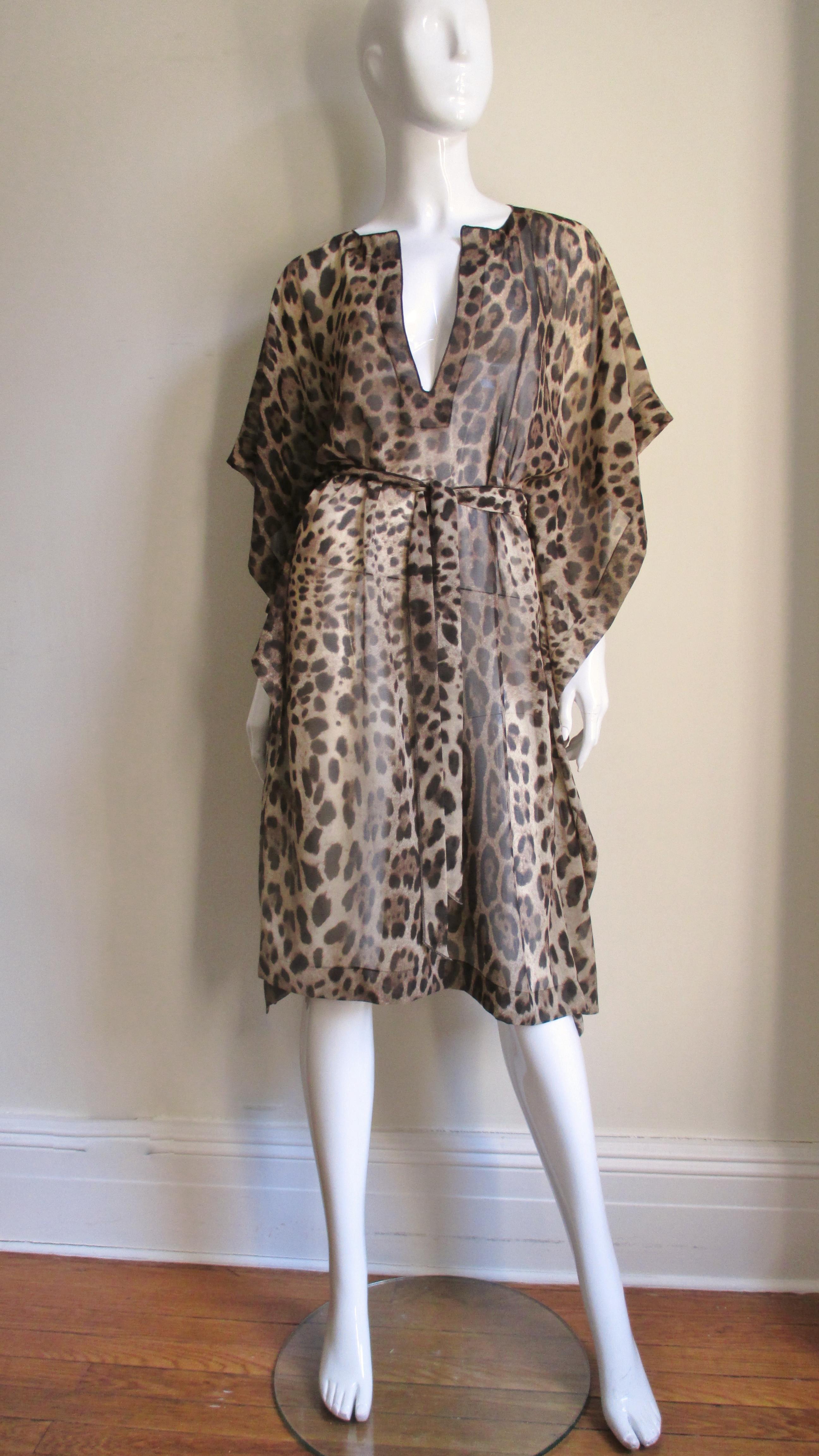 Women's Dolce & Gabbana Leopard Print Silk Caftan Dress