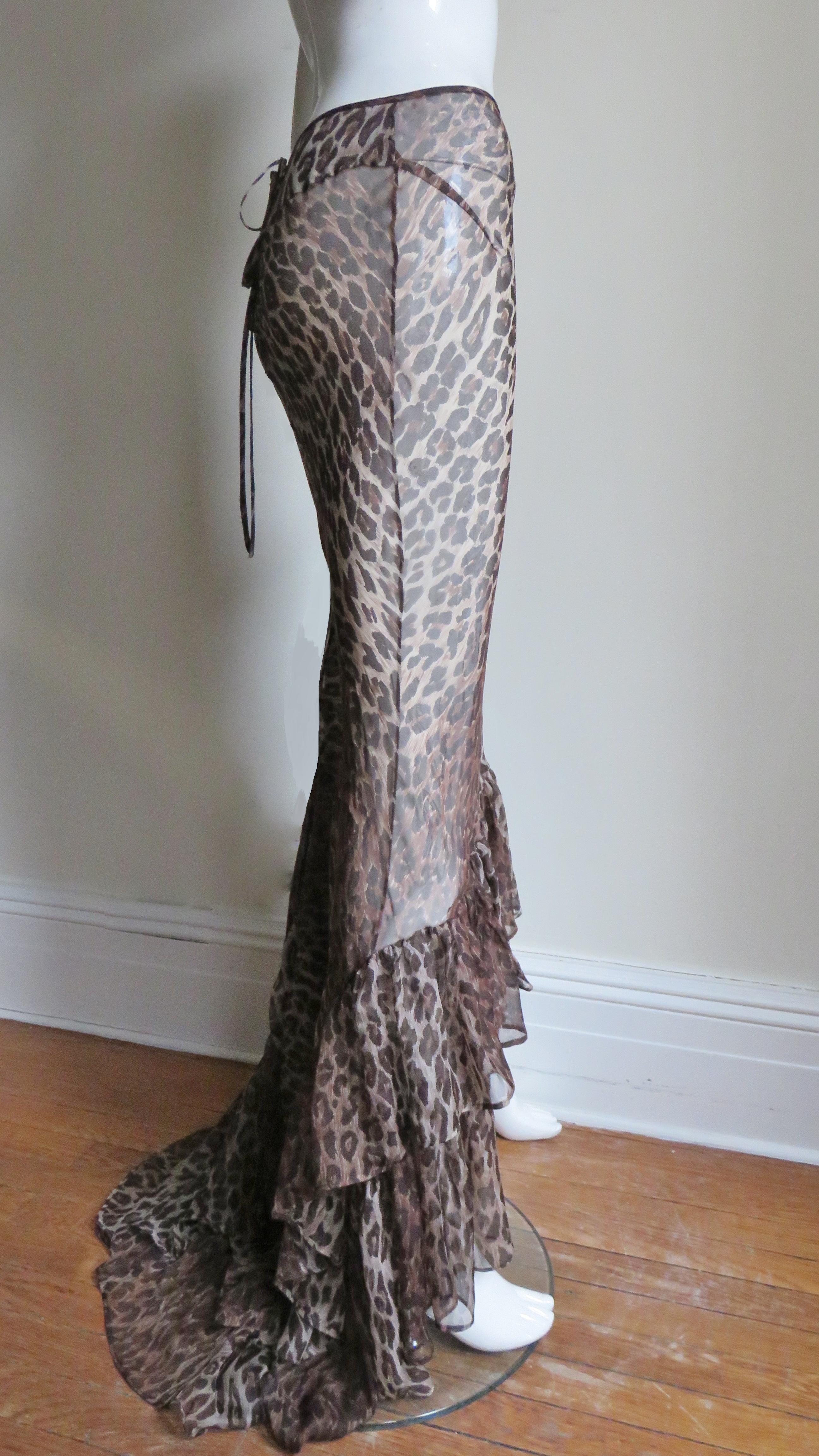 Dolce & Gabbana Silk Leopard Skirt with Train 4