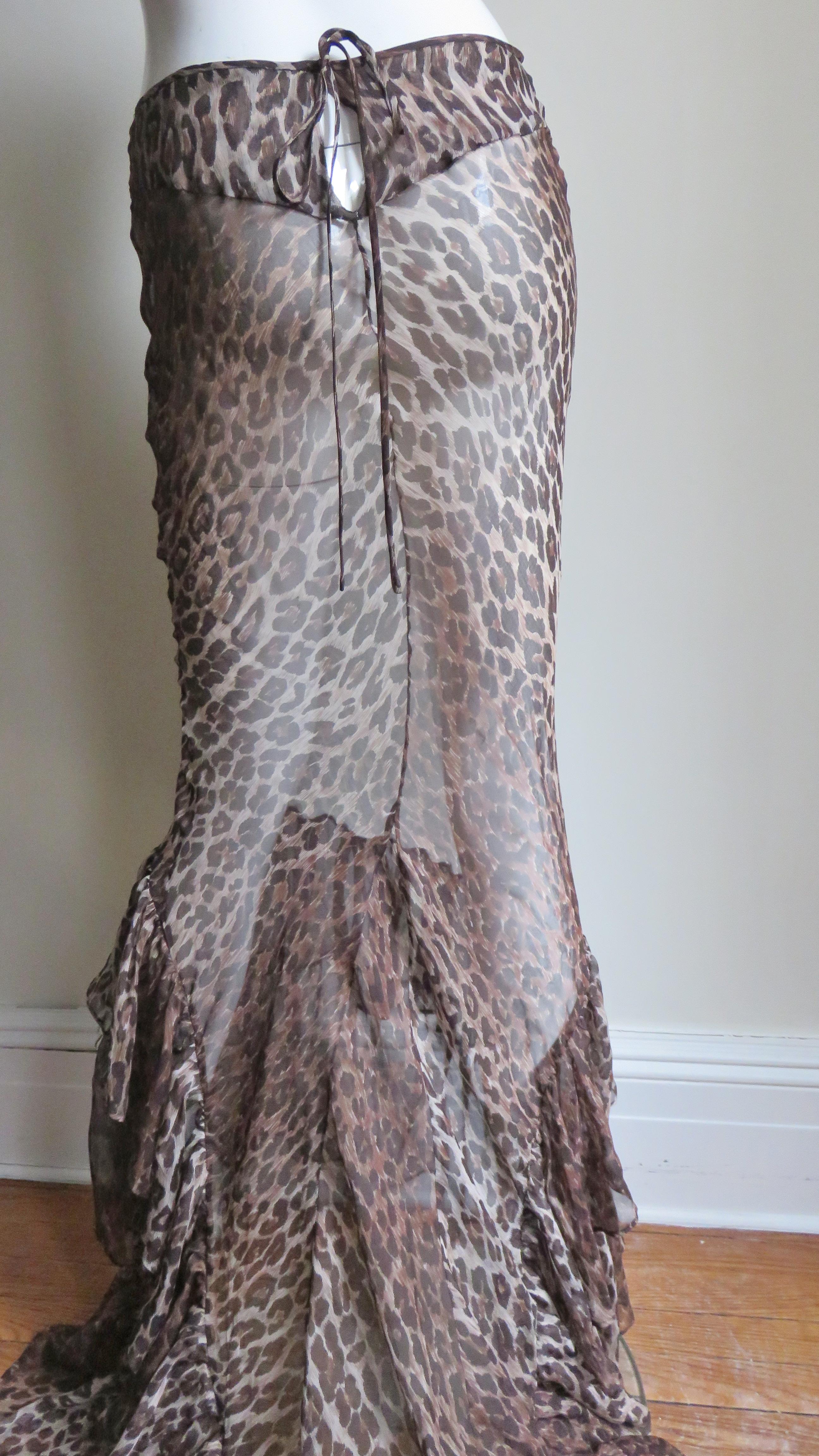 Dolce & Gabbana Silk Leopard Skirt with Train 7