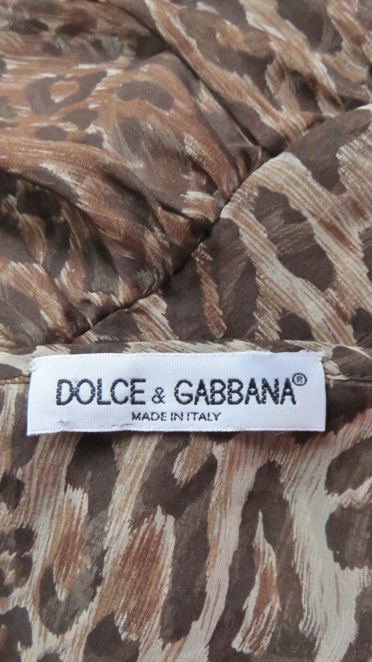 Dolce and Gabbana Silk Leopard Skirt with Train For Sale at 1stdibs