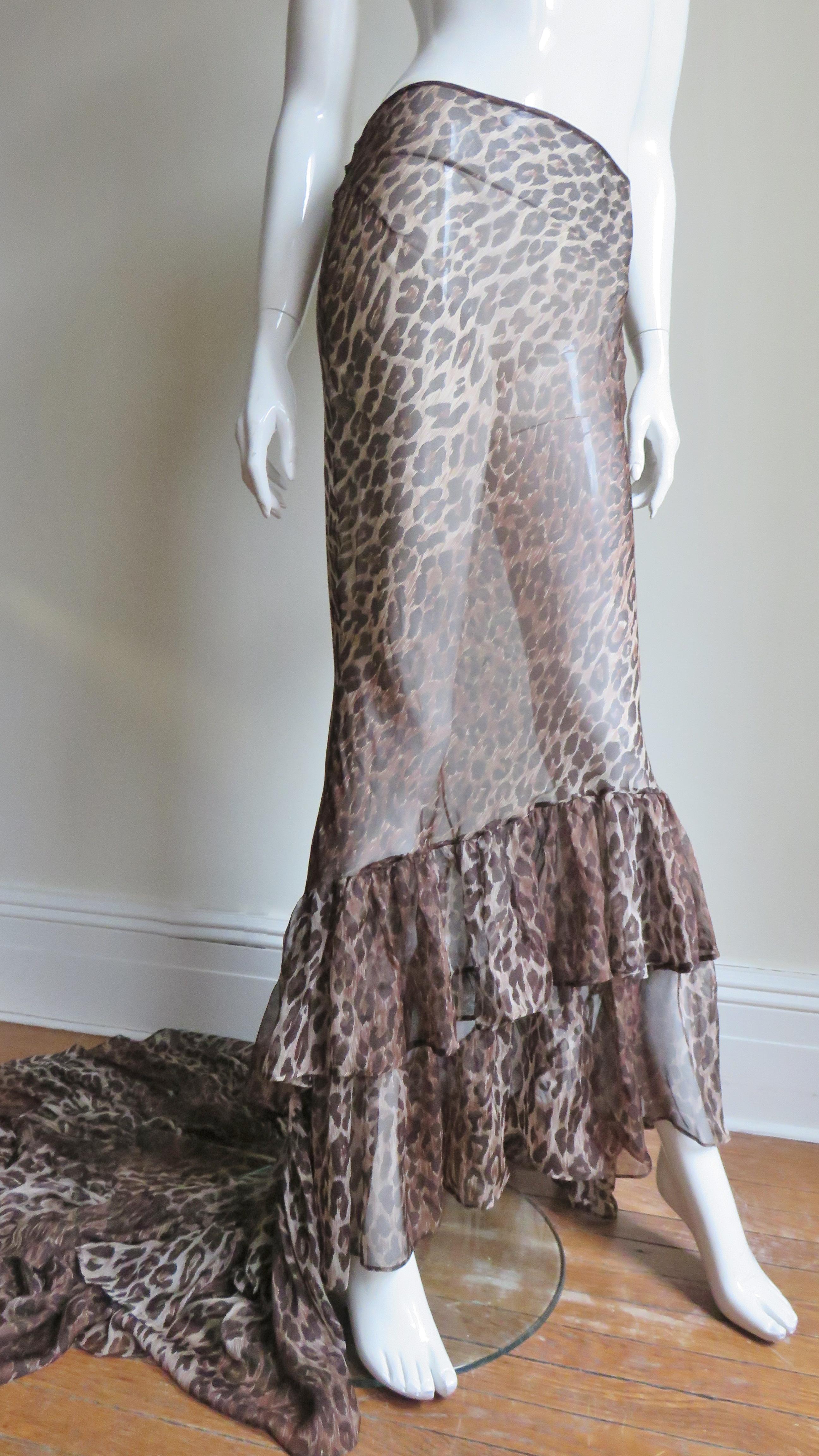 Dolce & Gabbana Silk Leopard Skirt with Train 2