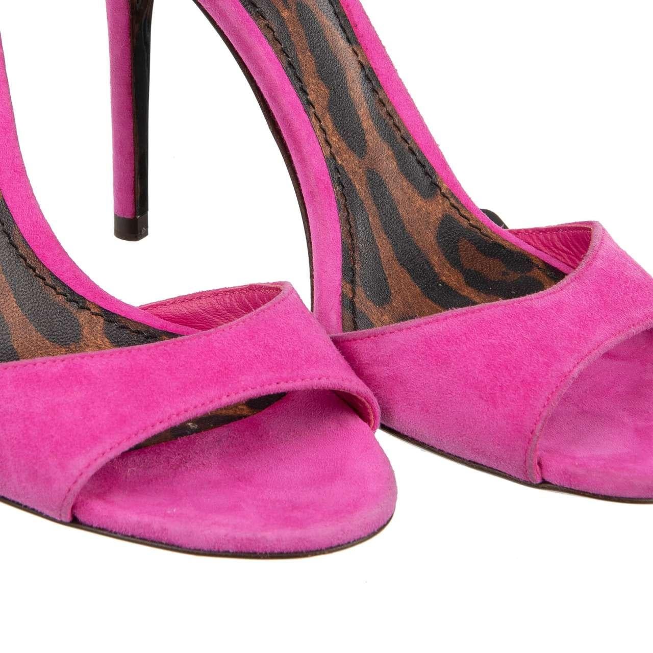 Dolce & Gabbana - Leopard Sole Suede Leather Straps Sandals Heels BELLUCCI In Excellent Condition For Sale In Erkrath, DE