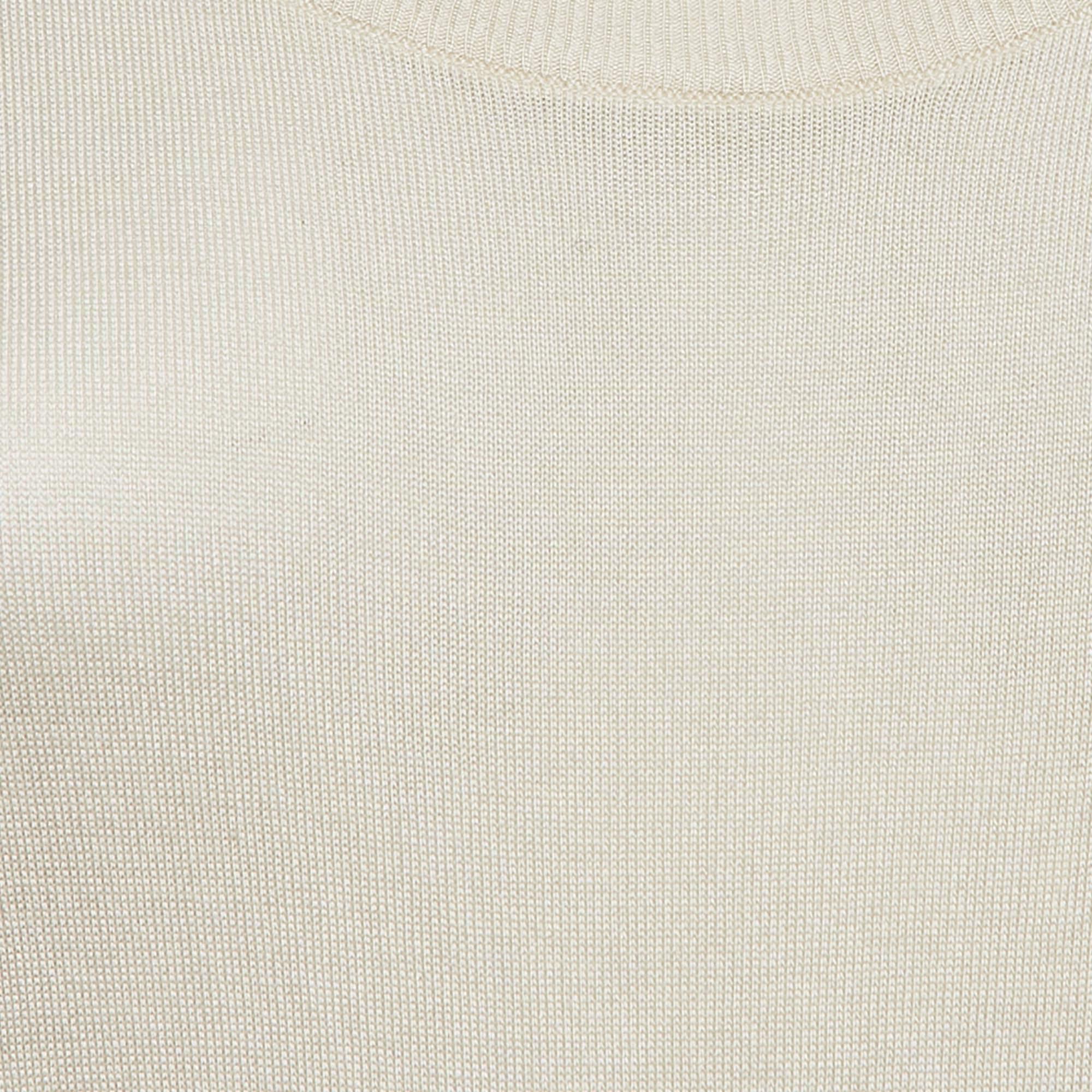 Beige Dolce & Gabbana - Pull beige clair à manches longues et col rond S en vente