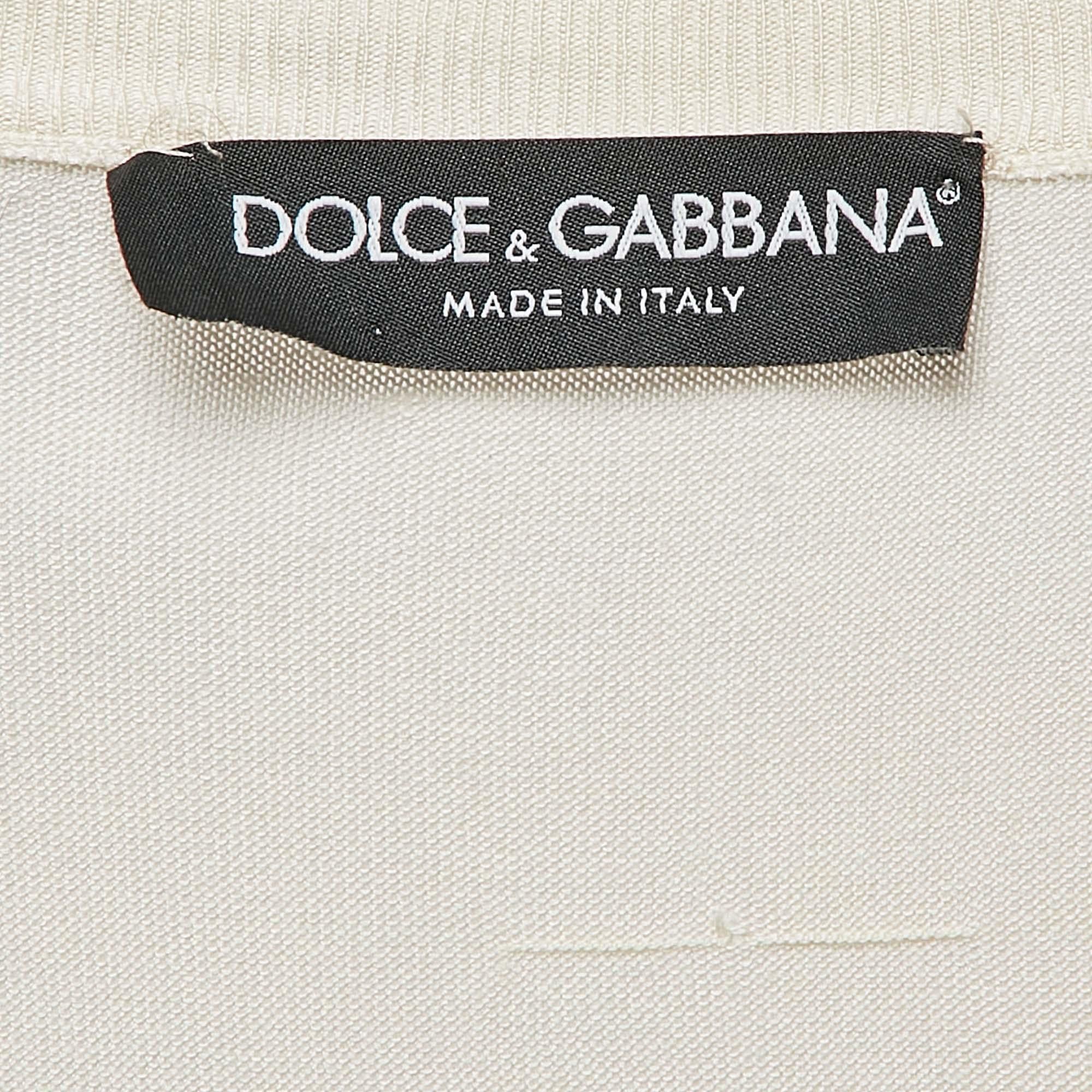 Dolce & Gabbana - Pull beige clair à manches longues et col rond S Bon état - En vente à Dubai, Al Qouz 2