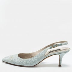 Dolce & Gabbana - Décolleté in tessuto di broccato blu chiaro taglia 38