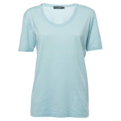 Dolce & Gabbana Light Blue Cotton Half Sleeve T-Shirt L