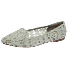 Dolce & Gabbana Light Blue Lace Smoking Slippers Size 41