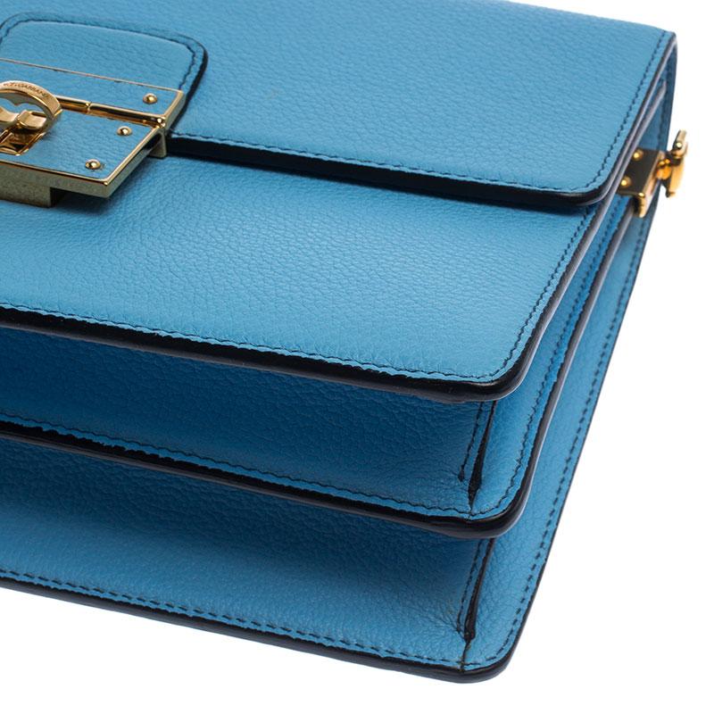 Women's Dolce & Gabbana Light Blue Leather Rosalia Top Handle Bag