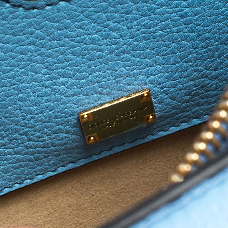 Dolce & Gabbana Light Blue Leather Rosalia Top Handle Bag 2