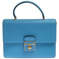 Dolce & Gabbana Hellblaue Ledertasche mit Rosalia Henkel