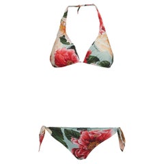 Bikini Dolce & Gabbana bleu clair/rose imprimé floral en jersey extensible Camellia M