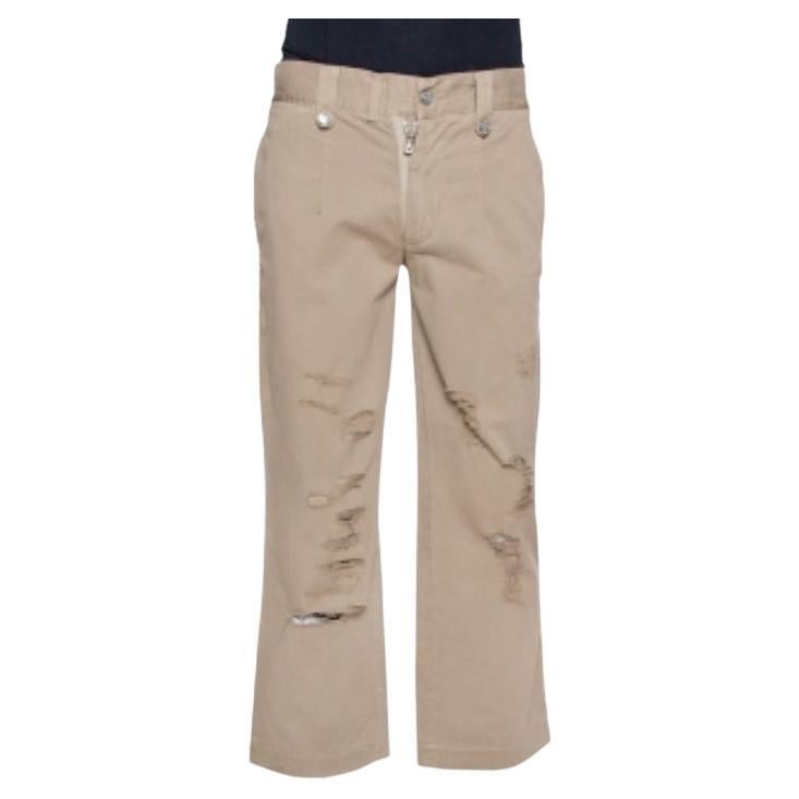 Dolce & Gabbana  Light Brown Distressed Cotton Cargo Pants S For Sale