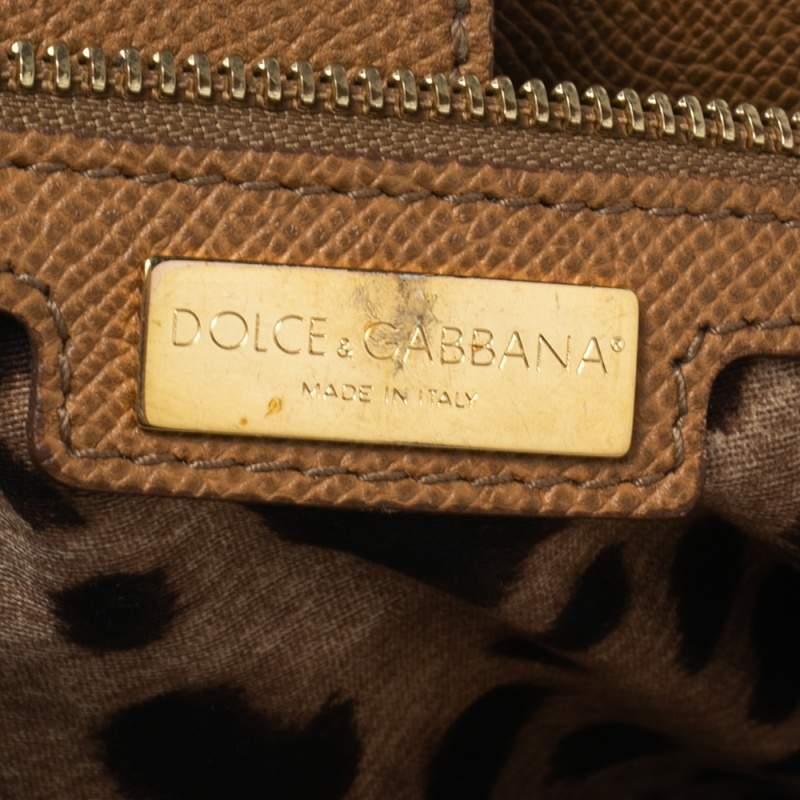 Women's Dolce & Gabbana Light Brown Leather Large Miss Sicily Top Handle Bag For Sale