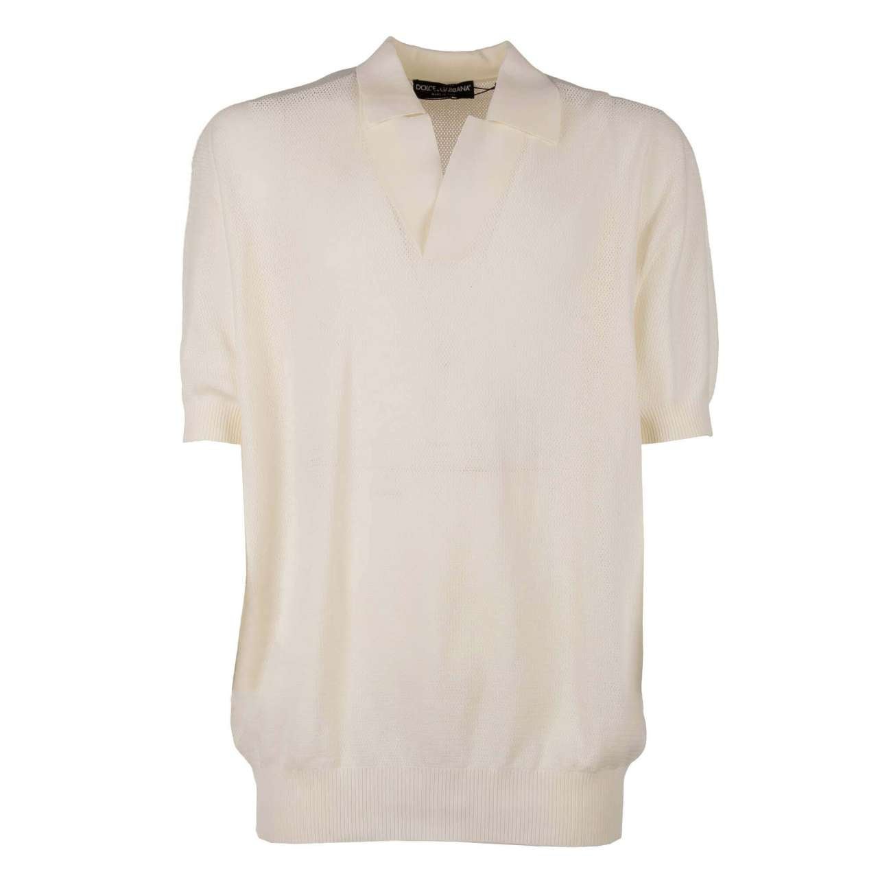 Dolce & Gabbana - Light Cotton Polo Shirt T-Shirt White 58 For Sale