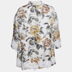 Dolce & Gabbana Light Cream Floral Printed Silk Jacquard Button Front Jacket S