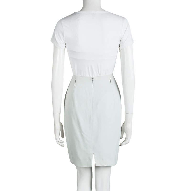 Dolce & Gabbana Light Grey Pencil Skirt L In Good Condition For Sale In Dubai, Al Qouz 2