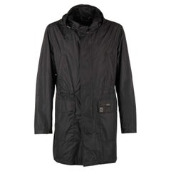 Dolce & Gabbana Light Hooded Rain Parka Jacket with Pockets and Logo Black 46