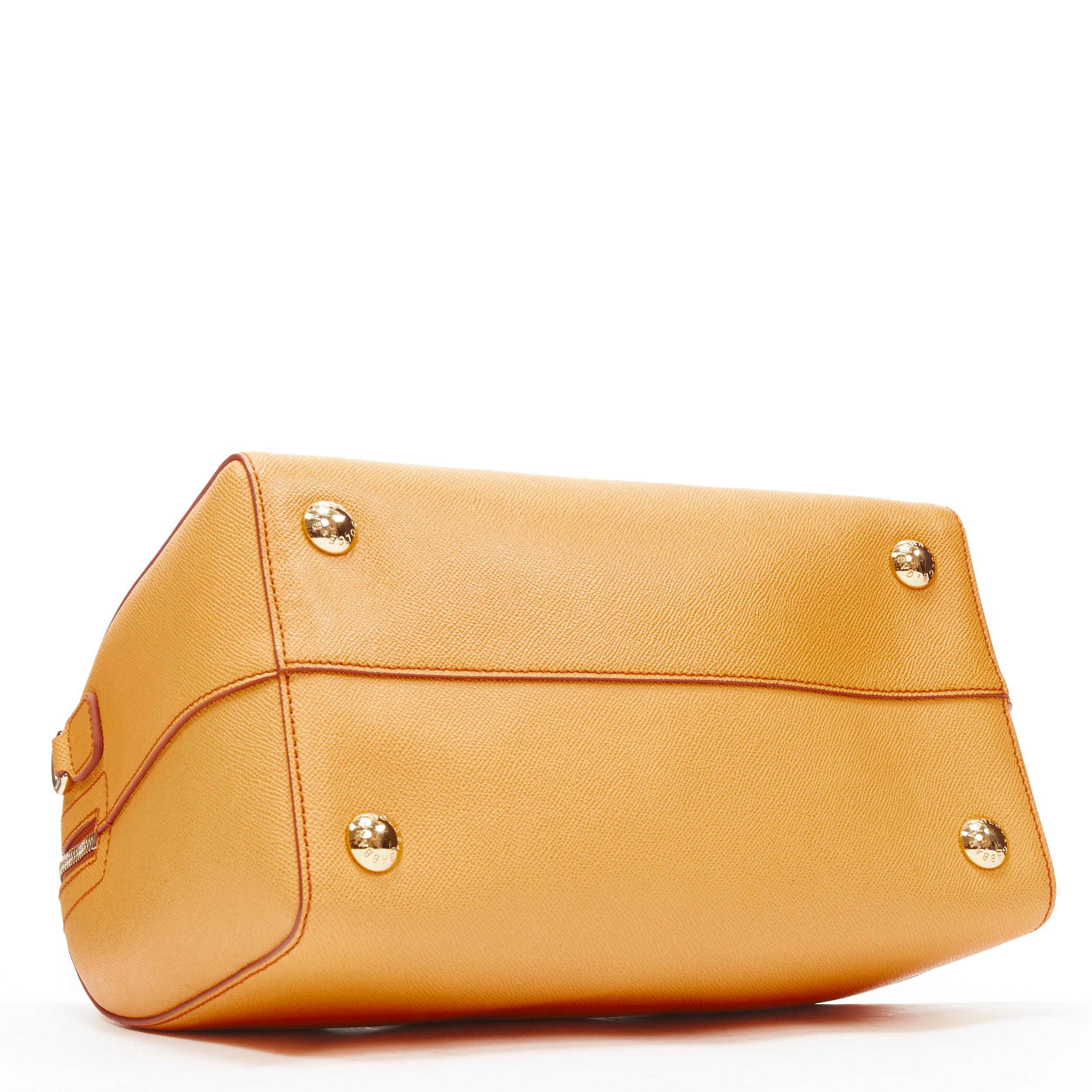 DOLCE GABBANA light orange leather leopard lined crossbody Boston bag 1