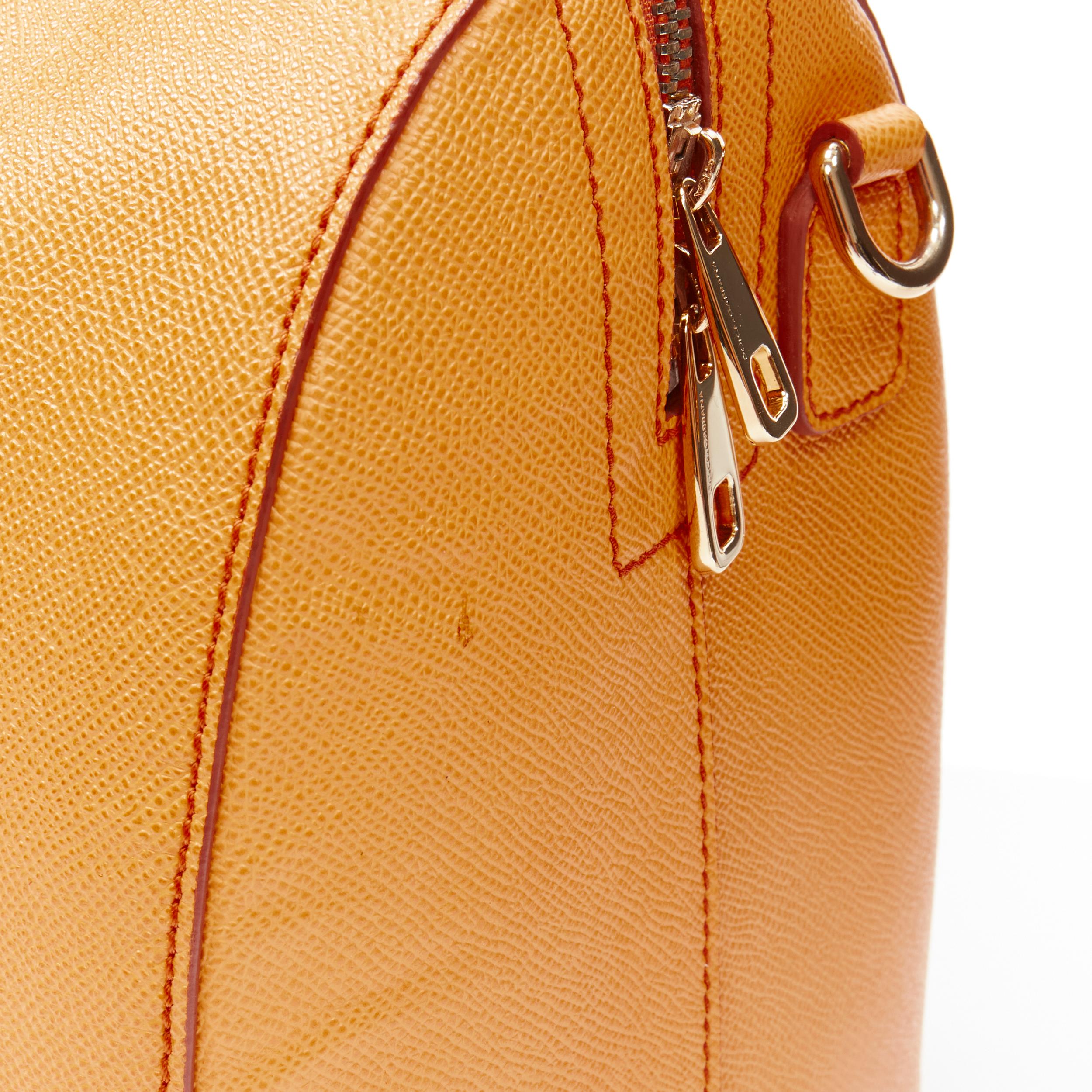 DOLCE GABBANA light orange leather leopard lined crossbody Boston bag 3
