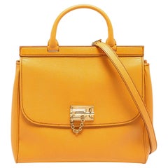 Dolce & Gabbana Light Orange Leather Miss Monica Top Handle Bag