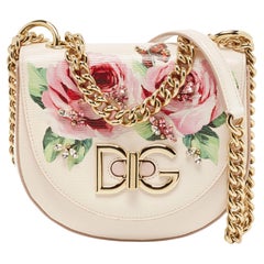 Dolce & Gabbana Light Pink Floral Print Leather Embellished Wifi Bag