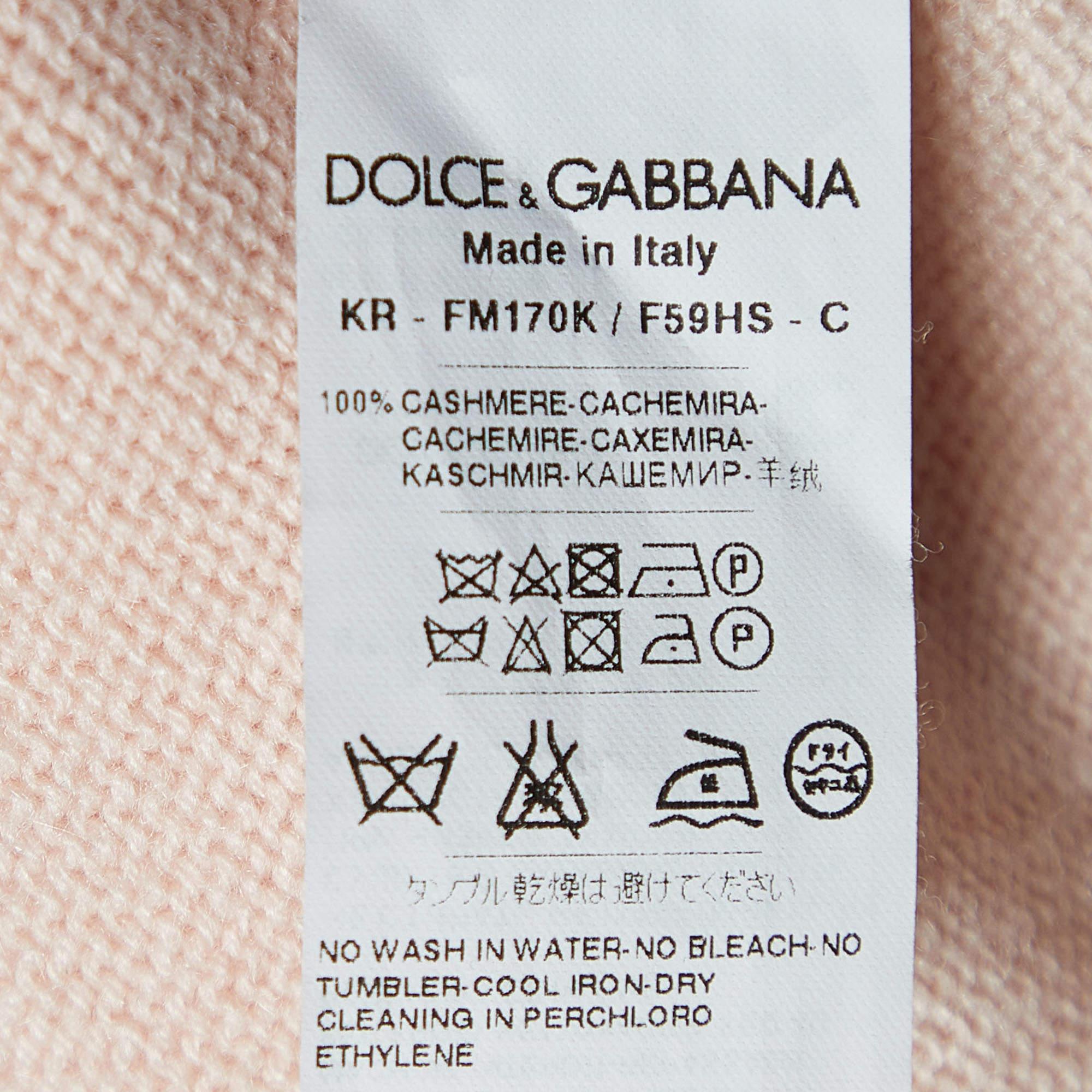 Dolce & Gabbana Light Pink Je T'aime Mama Cashmere Sweater M 1