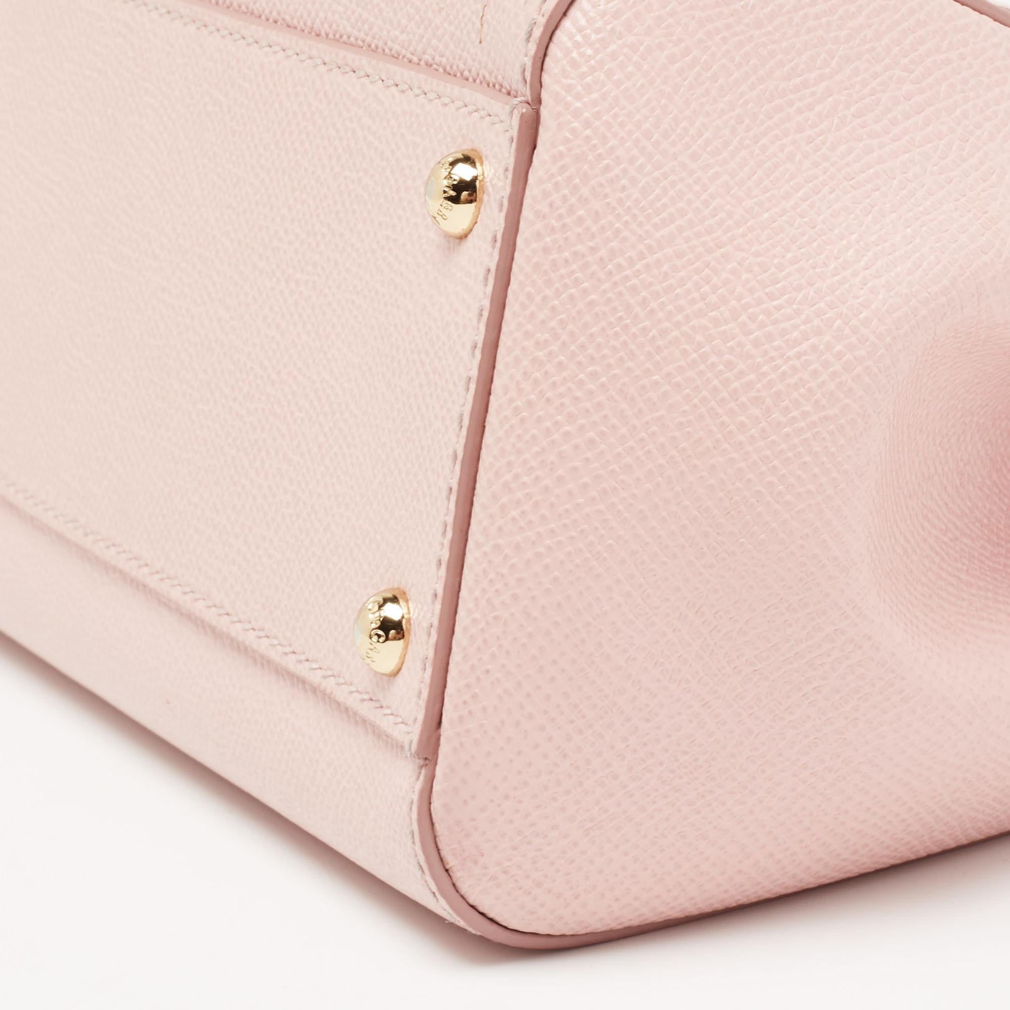 Dolce & Gabbana Light Pink Leather Medium Miss Sicily Studded Top Handle Bag 6