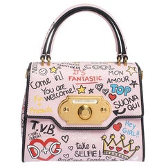 Dolce & Gabbana Welcome Top Handle Bag Printed Leather Small