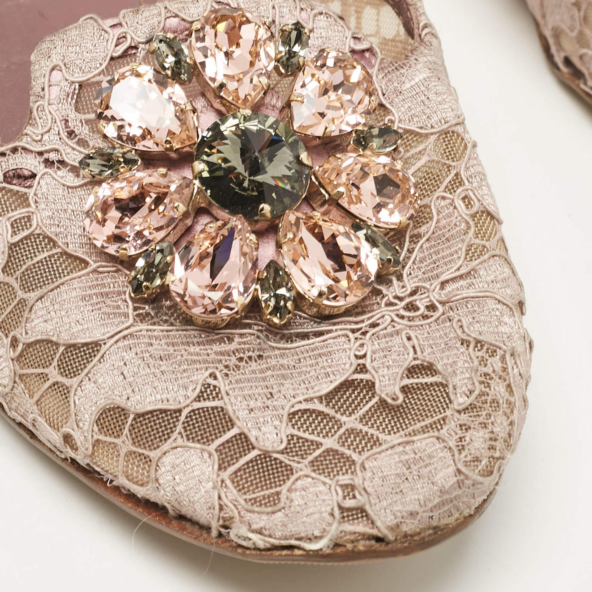 Dolce & Gabbana Light Purple Lace Taormina Smoking Slippers Size 40 3