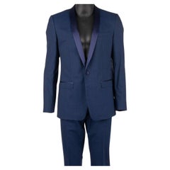 Dolce & Gabbana - Light Virgin Wool Silk Shawl Lapel Suit GOLD Blue 48