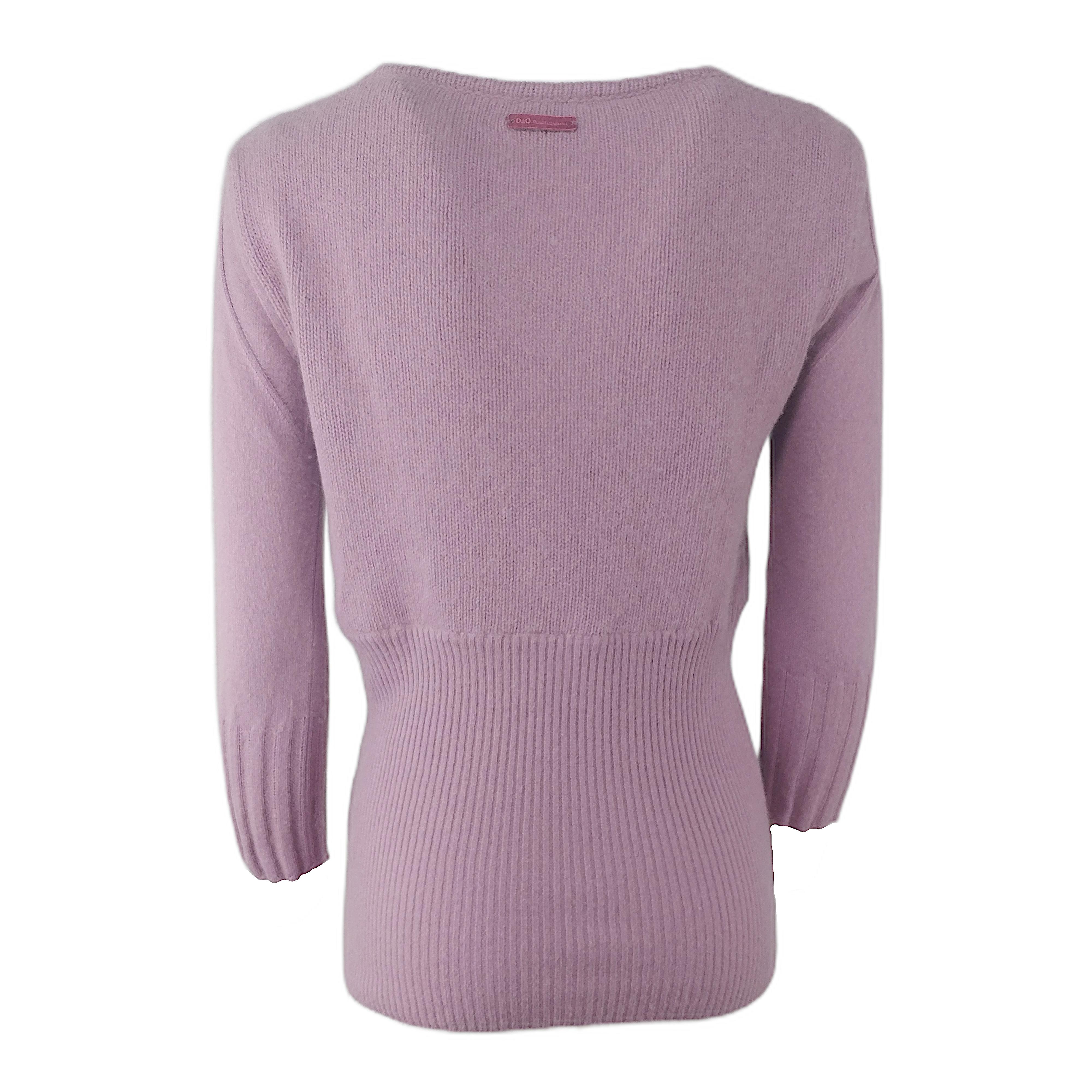 Gray DOLCE & GABBANA - Lilac Angora Wool Openwork Jumper with Long Sleeves  Size S For Sale