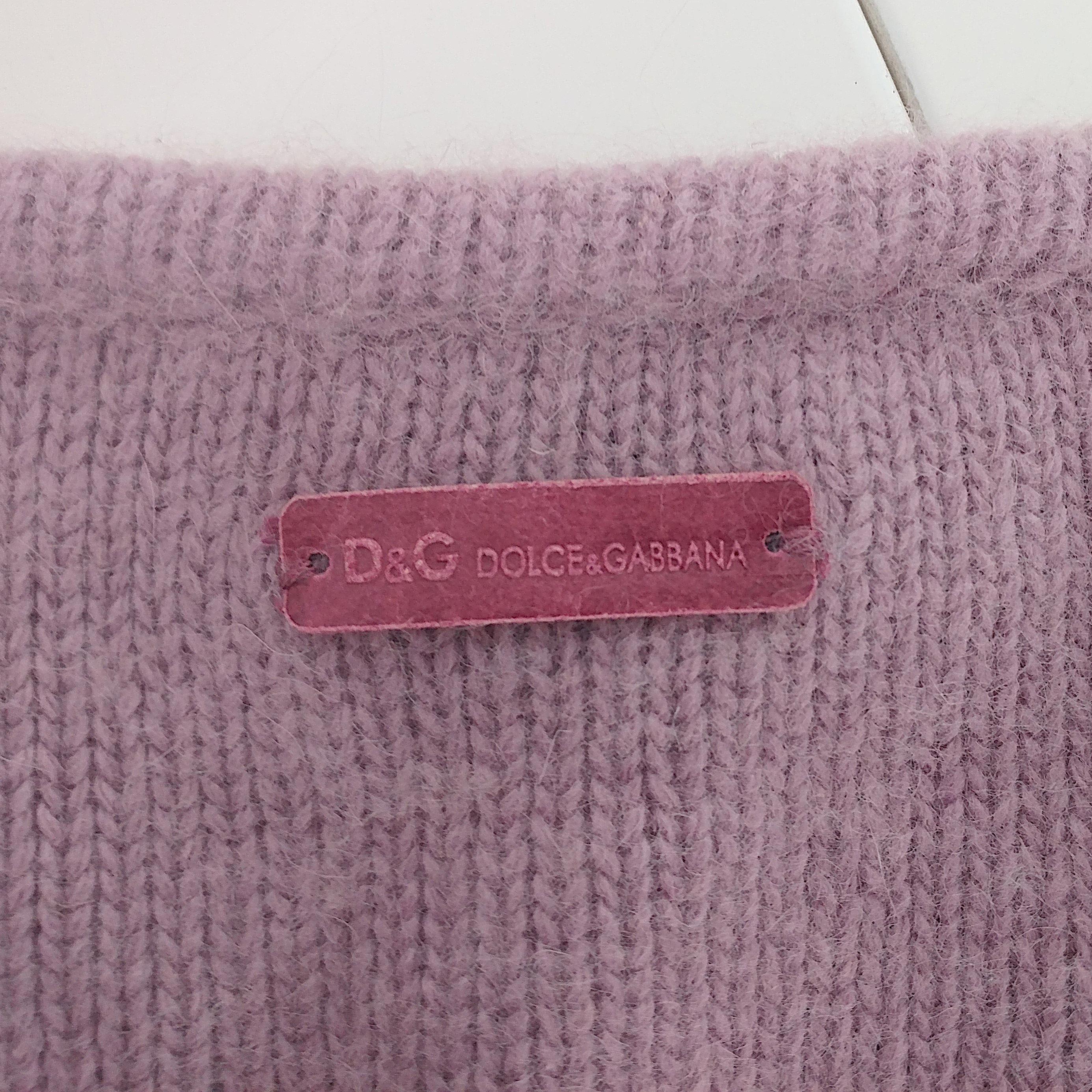 Women's DOLCE & GABBANA - Lilac Angora Wool Openwork Jumper with Long Sleeves  Size S For Sale