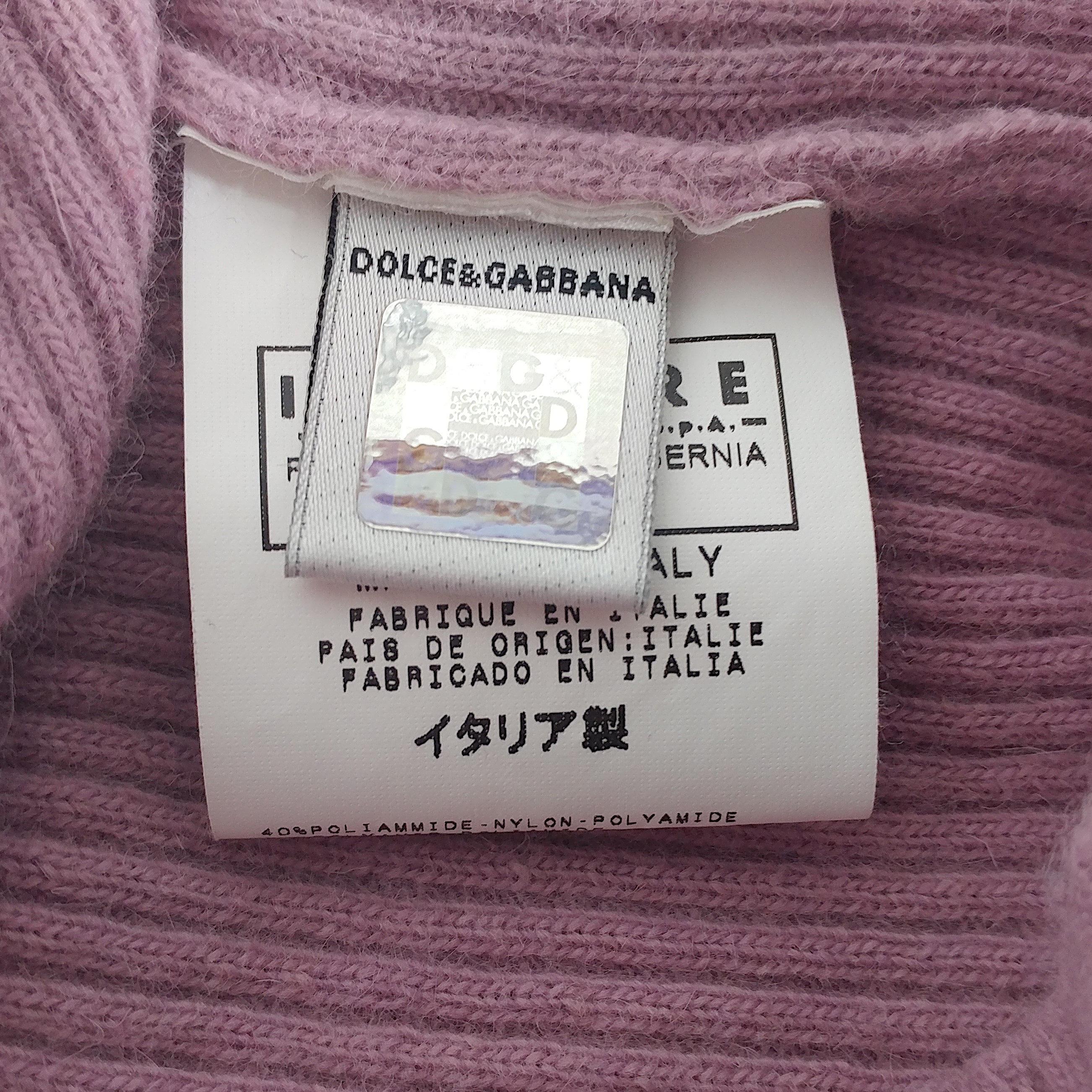 DOLCE & GABBANA - Lilac Angora Wool Openwork Jumper with Long Sleeves  Size S For Sale 1