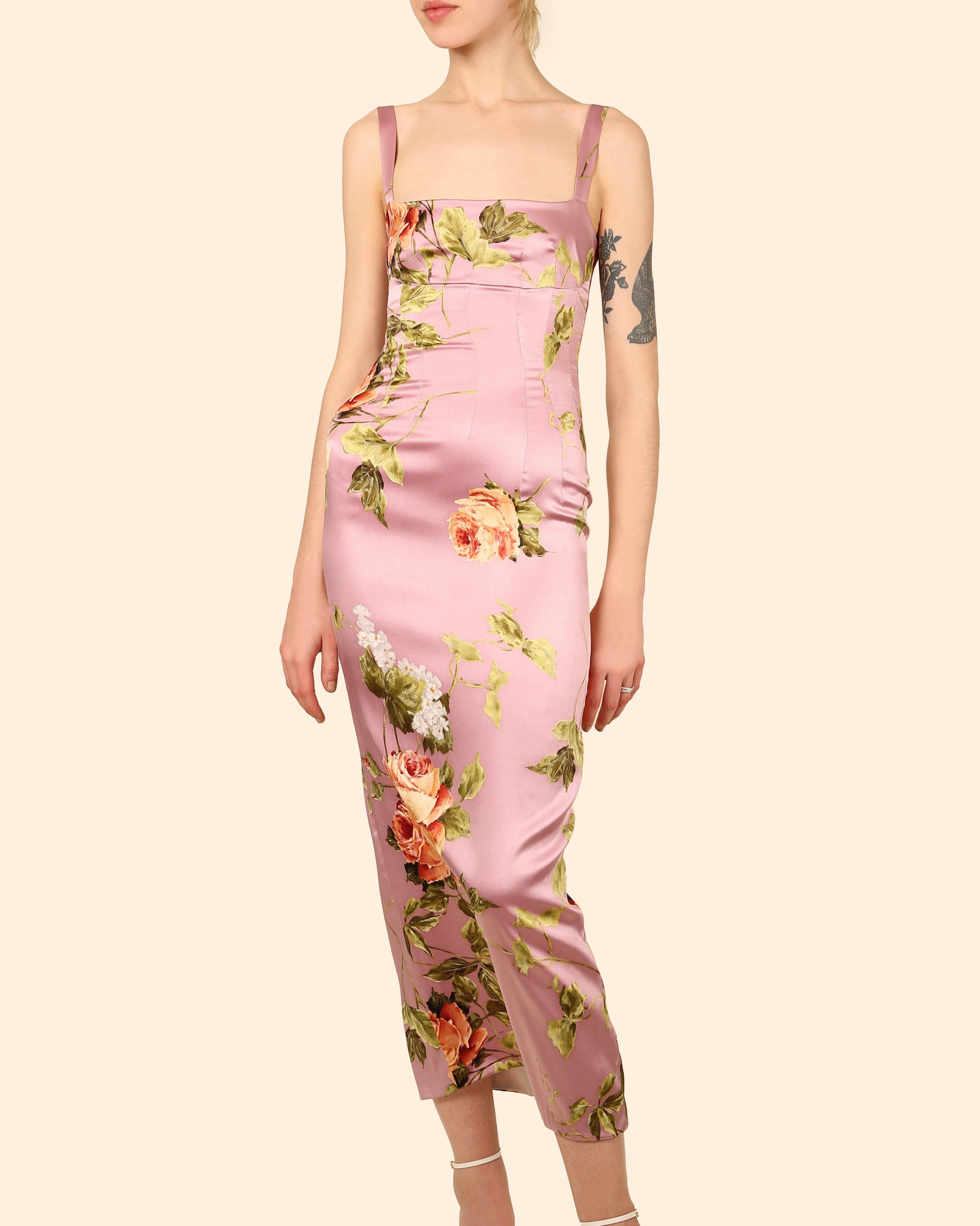 Dolce & Gabbana lilac floral silk sleeveless sheath midi length maxi dress IT40 In Excellent Condition In Milano, Lombardia